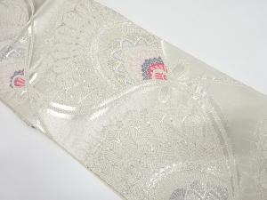 組紐に花模様織り出し　袋帯